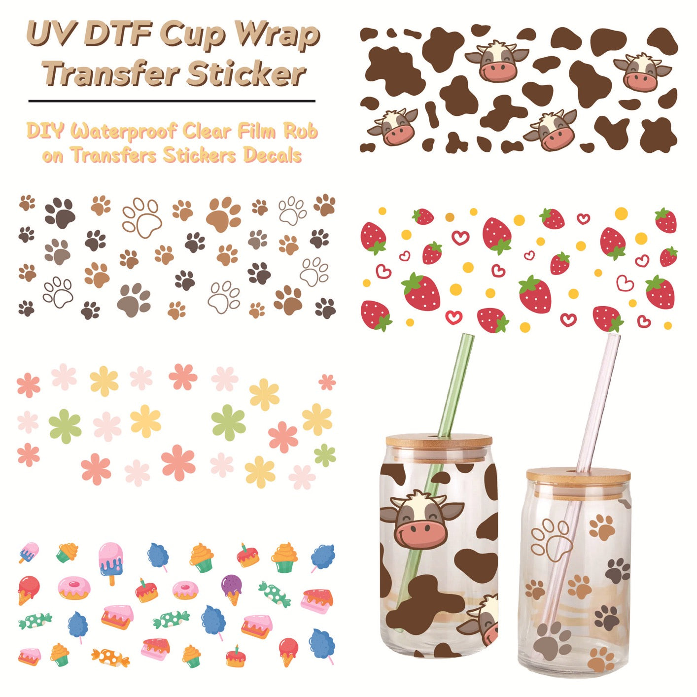 UV DTF Cup Packaging Transfer Customized【Contact us to send a file selection】